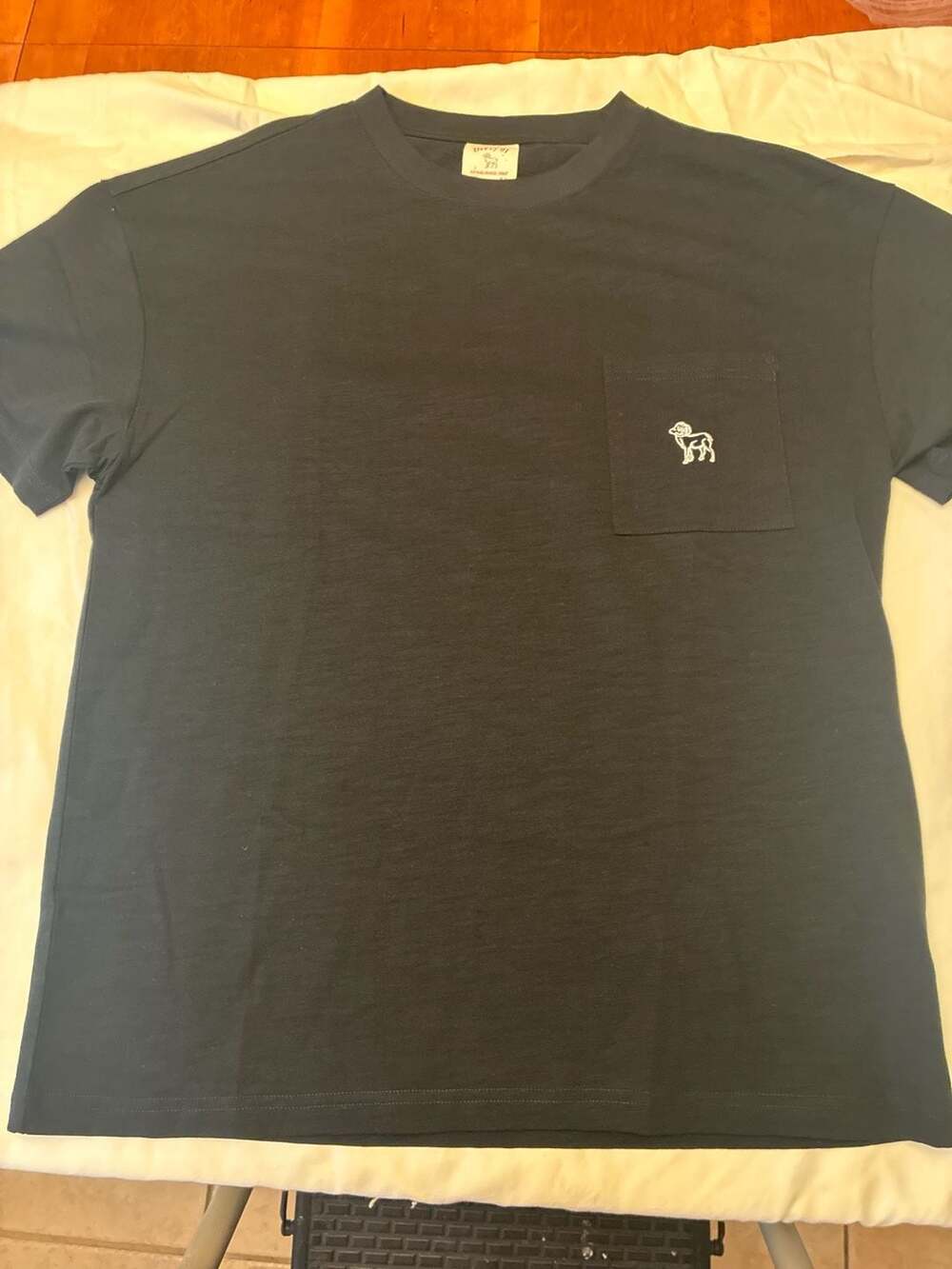 DeFry 01 Black Cotton Pocket Crewneck T-Shirt with Embroidered Ram Logo